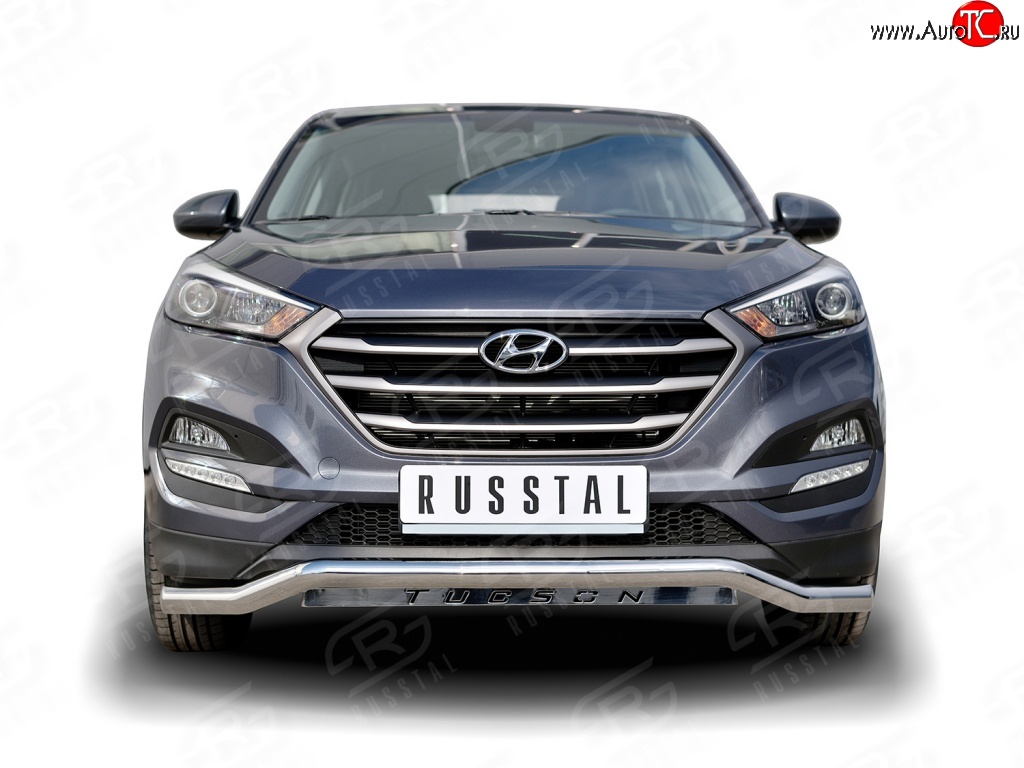 20 549 р. Защита переднего бампера (Ø63 мм волна, нержавейка) SLITKOFF Hyundai Tucson TL дорестайлинг (2015-2018)  с доставкой в г. Йошкар-Ола