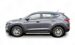 15 799 р. Защита порогов из круглой трубы диаметром 63 мм Russtal Hyundai Tucson TL дорестайлинг (2015-2018)  с доставкой в г. Йошкар-Ола. Увеличить фотографию 2