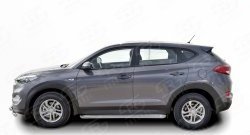 20 749 р. Широкая защита порогов Russtal Hyundai Tucson TL дорестайлинг (2015-2018) (Защита порогов с со скосами на торцах (вариант 1))  с доставкой в г. Йошкар-Ола. Увеличить фотографию 3