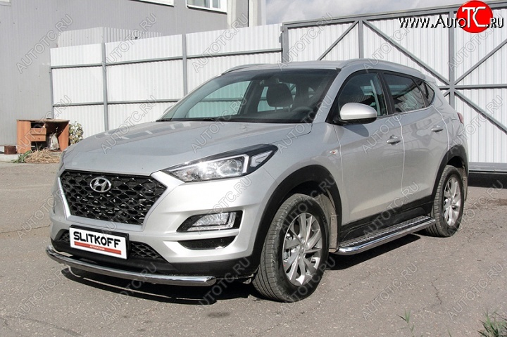 20 649 р. Защита порогов d57 Slitkoff (с листом) Hyundai Tucson TL рестайлинг (2018-2021)  с доставкой в г. Йошкар-Ола