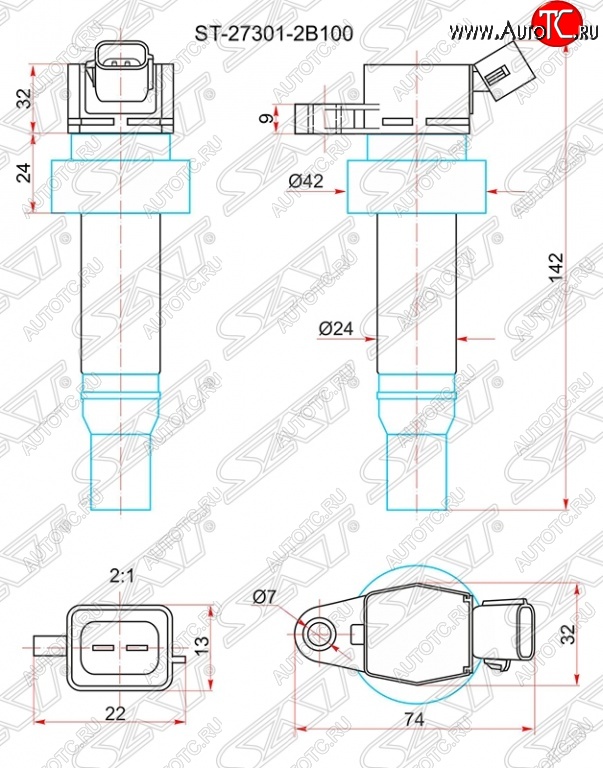 959 р. Катушка зажигания SAT  Hyundai Veloster  FS (2011-2018), KIA Sportage  3 SL (2010-2016)  с доставкой в г. Йошкар-Ола