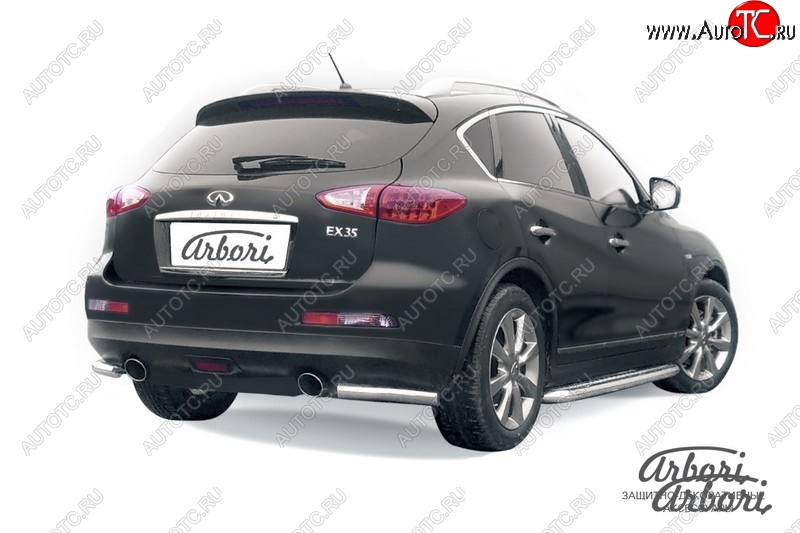 8 999 р. Защита заднего бампера Arbori (уголки, нержавейка, 1 труба d57 mm). INFINITI EX35 J50 (2007-2013)  с доставкой в г. Йошкар-Ола