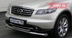 Защита переднего бампера двойная (Европа) Souz-96 (d76/60) INFINITI FX35 S50 дорестайлинг (2002-2005)