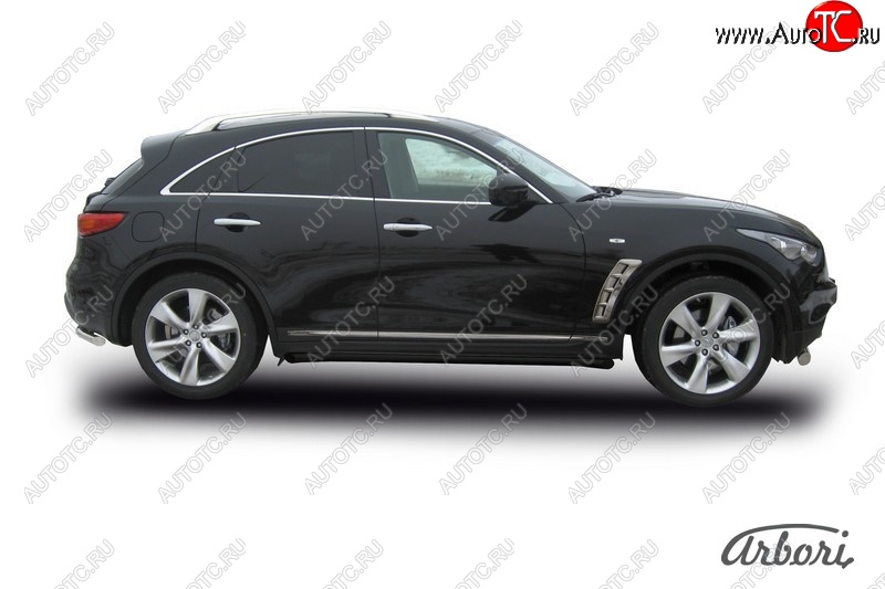 8 369 р. Защита штатных порогов Arbori (черная, d57 mm). INFINITI FX35 S51 дорестайлинг (2008-2011)  с доставкой в г. Йошкар-Ола