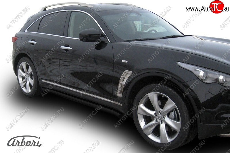 10 259 р. Защита штатных порогов Arbori (черная, d76 mm).  INFINITI FX35  S51 - FX50  S51  с доставкой в г. Йошкар-Ола