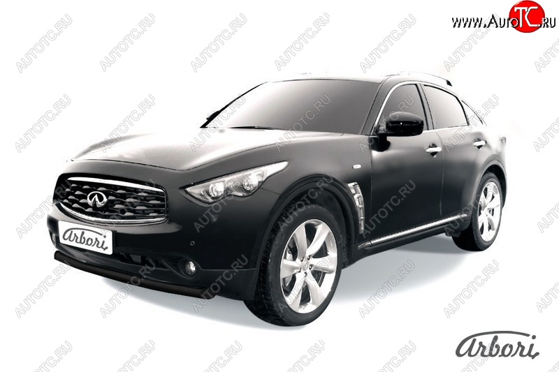 11 159 р. Защита переднего бампера Arbori (черная, 1 труба d76 mm). INFINITI FX50 S51 рестайлинг (2012-2014)  с доставкой в г. Йошкар-Ола