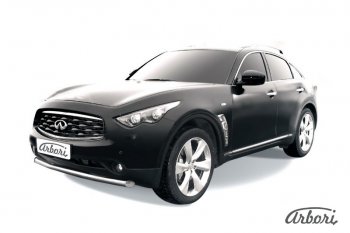 Защита переднего бампера Arbori (нержавейка, 1 труба d76 mm). INFINITI FX50 S51 дорестайлинг (2008-2011)