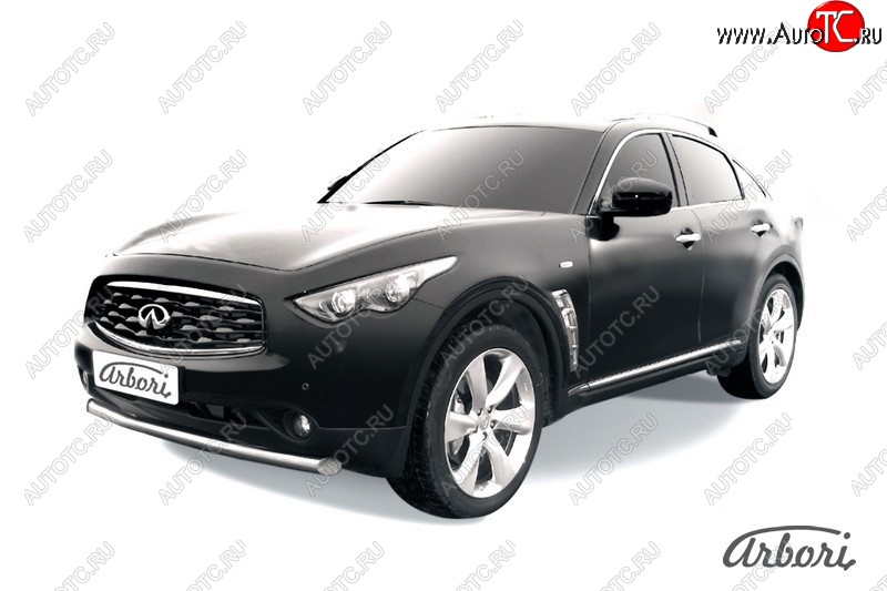 4 999 р. Защита переднего бампера Arbori (нержавейка, 1 труба d76 mm). INFINITI FX50 S51 дорестайлинг (2008-2011)  с доставкой в г. Йошкар-Ола