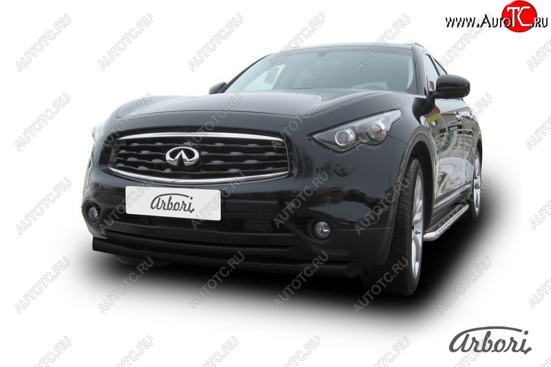 13 859 р. Защита переднего бампера Arbori (черная, 2 трубы d76 и 57 mm) INFINITI FX50 S51 дорестайлинг (2008-2011)  с доставкой в г. Йошкар-Ола