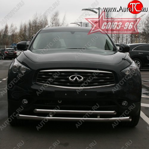 27 134 р. Защита переднего бампера двойная Souz-96 (d76/60) INFINITI FX50 S51 дорестайлинг (2008-2011)  с доставкой в г. Йошкар-Ола