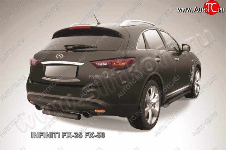 8 449 р. Защита заднего бампера из трубы d76 Slitkoff (короткая) INFINITI FX50 S51 дорестайлинг (2008-2011) (Цвет: серебристый)  с доставкой в г. Йошкар-Ола