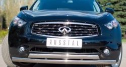 27 649 р. Защита переднего бампера (2 трубыØ75х42 мм, нержавейка) Russtal INFINITI QX70 S51 (2013-2020)  с доставкой в г. Йошкар-Ола. Увеличить фотографию 2