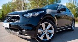 27 649 р. Защита переднего бампера (2 трубыØ75х42 мм, нержавейка) Russtal INFINITI QX70 S51 (2013-2020)  с доставкой в г. Йошкар-Ола. Увеличить фотографию 1