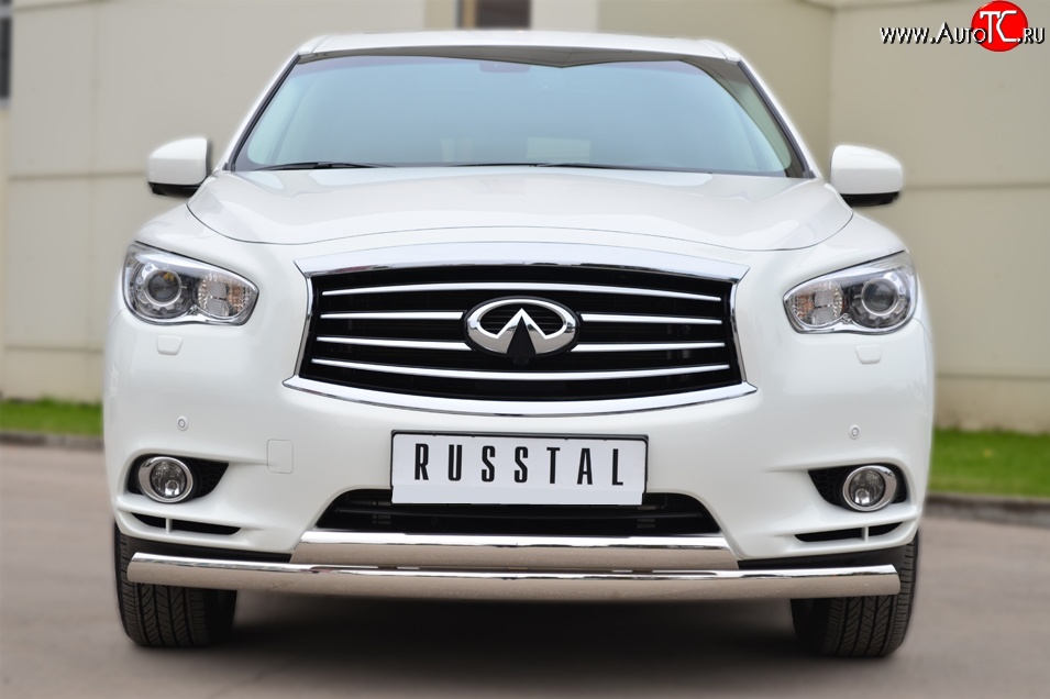 24 999 р. Защита переднего бампера (2 трубыØ75х42 мм, нержавейка) Russtal INFINITI JX35 (2012-2014)  с доставкой в г. Йошкар-Ола