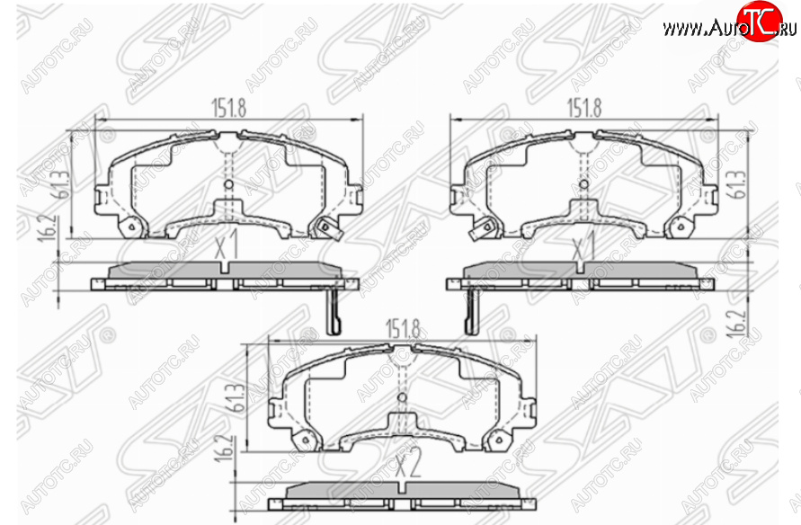 1 329 р. Комплект передних тормозных колодок SAT Nissan X-trail 3 T32 дорестайлинг (2013-2018)  с доставкой в г. Йошкар-Ола