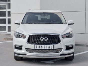 20 649 р. Защита переднего бампера (2 трубыØ63 и 42 мм, нержавейка) SLITKOFF  INFINITI QX60  L50 (2016-2021) рестайлинг  с доставкой в г. Йошкар-Ола. Увеличить фотографию 2