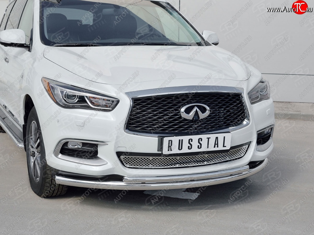 20 649 р. Защита переднего бампера (2 трубыØ63 и 42 мм, нержавейка) SLITKOFF  INFINITI QX60  L50 (2016-2021) рестайлинг  с доставкой в г. Йошкар-Ола