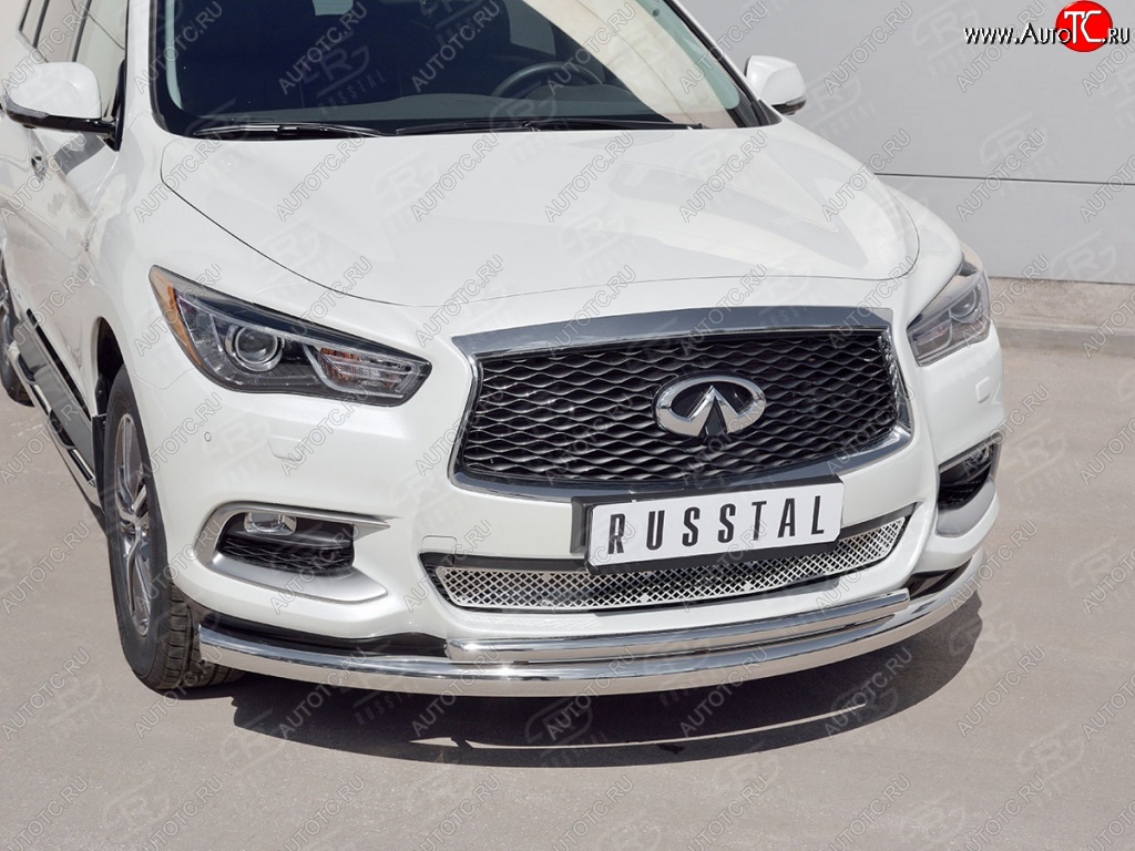 20 999 р. Защита заднего бампера (Ø76 и 42 мм, нержавейка) SLITKOFF INFINITI QX60 L50 рестайлинг (2016-2021)  с доставкой в г. Йошкар-Ола