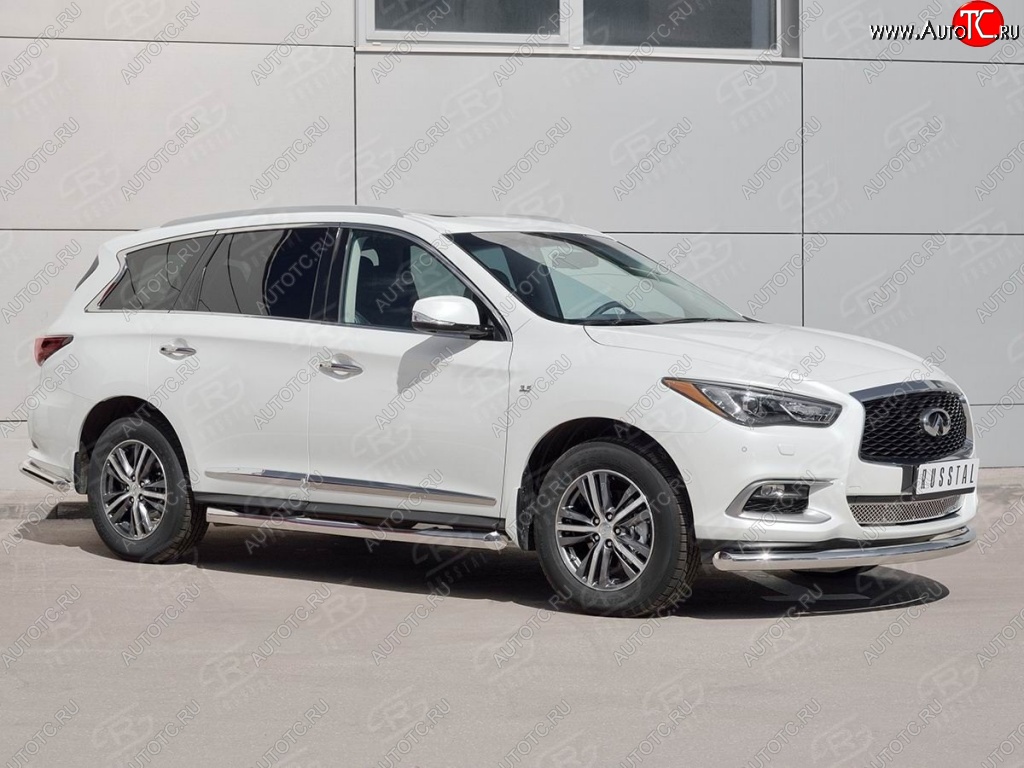 18 349 р. Защита переднего бампера (Ø76 мм, нержавейка) SLITKOFF INFINITI QX60 L50 рестайлинг (2016-2021)  с доставкой в г. Йошкар-Ола