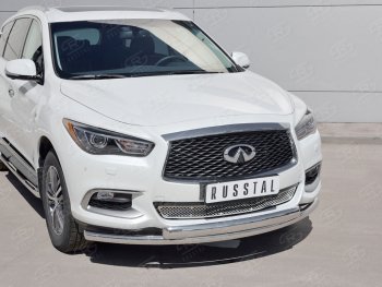 22 949 р. Защита переднего бампера (2 трубыØ63 и 75х42 мм, нержавейка) Russtal INFINITI QX60 L50 рестайлинг (2016-2021)  с доставкой в г. Йошкар-Ола. Увеличить фотографию 2