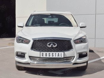 22 949 р. Защита переднего бампера (2 трубыØ63 и 75х42 мм, нержавейка) Russtal INFINITI QX60 L50 рестайлинг (2016-2021)  с доставкой в г. Йошкар-Ола. Увеличить фотографию 3