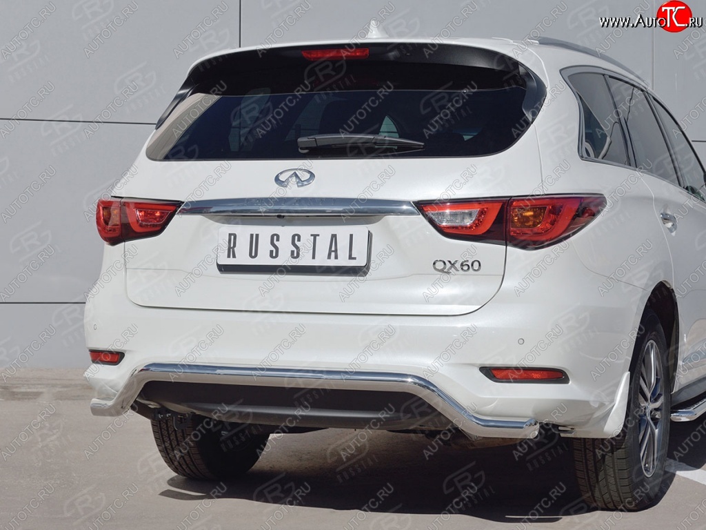 18 699 р. Защита заднего бампера (Ø63 мм волна, нержавейка) SLITKOFF INFINITI QX60 L50 рестайлинг (2016-2021)  с доставкой в г. Йошкар-Ола