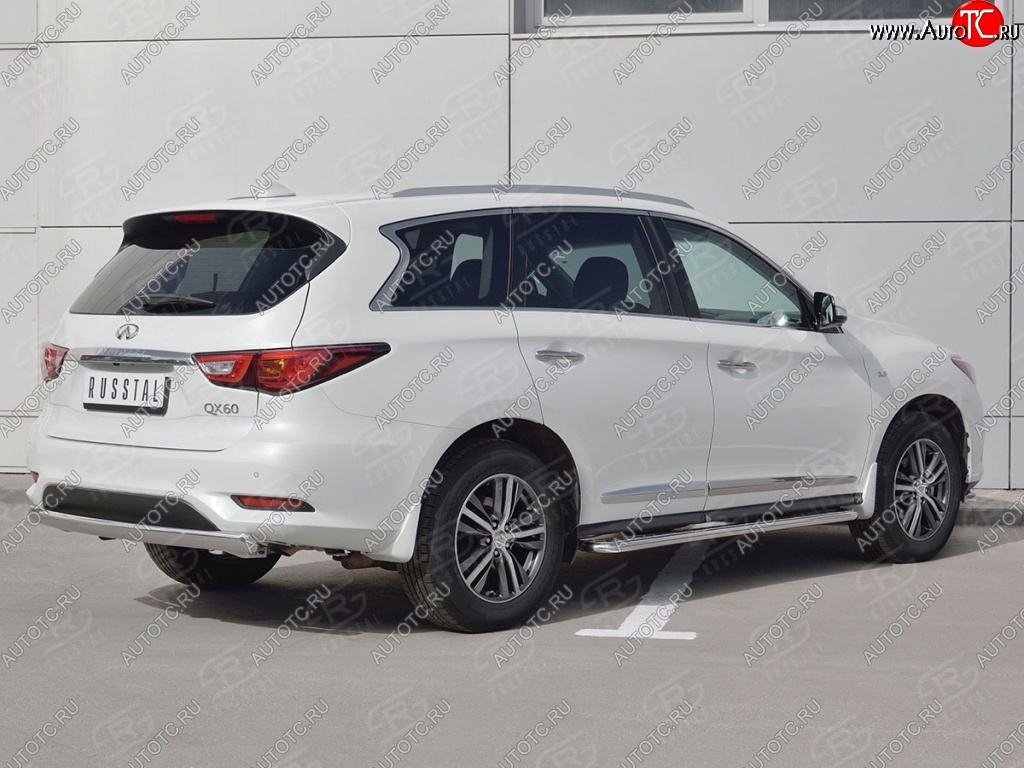 17 749 р. Защита заднего бампера (Ø75x42 мм, нержавейка) Russtal INFINITI QX60 L50 рестайлинг (2016-2021)  с доставкой в г. Йошкар-Ола