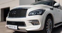 20 999 р. Защита переднего бампера (Ø75х42 мм, нержавейка) Russtal INFINITI QX80 Z62 1-ый рестайлинг (2014-2018)  с доставкой в г. Йошкар-Ола. Увеличить фотографию 2