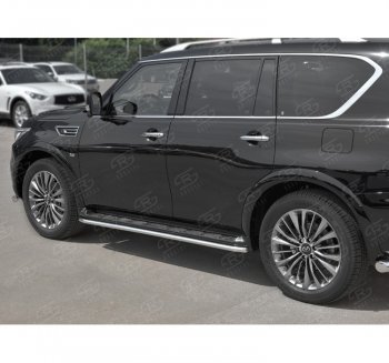 16 549 р. Защита порогов (Ø42 мм, нержавейка) SLITKOFF  INFINITI QX80  Z62 (2018-2024) 2-ой рестайлинг  с доставкой в г. Йошкар-Ола. Увеличить фотографию 2