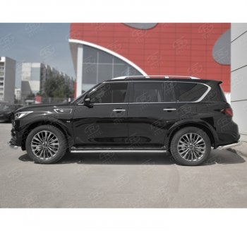 16 549 р. Защита порогов (Ø42 мм, нержавейка) SLITKOFF  INFINITI QX80  Z62 (2018-2024) 2-ой рестайлинг  с доставкой в г. Йошкар-Ола. Увеличить фотографию 3