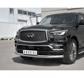 20 649 р. Защита переднего бампера (Ø76 мм, нержавейка) SLITKOFF  INFINITI QX80  Z62 (2018-2024) 2-ой рестайлинг  с доставкой в г. Йошкар-Ола. Увеличить фотографию 3