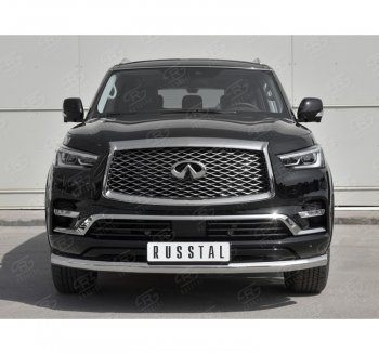 20 649 р. Защита переднего бампера (Ø76 мм, нержавейка) SLITKOFF  INFINITI QX80  Z62 (2018-2024) 2-ой рестайлинг  с доставкой в г. Йошкар-Ола. Увеличить фотографию 4