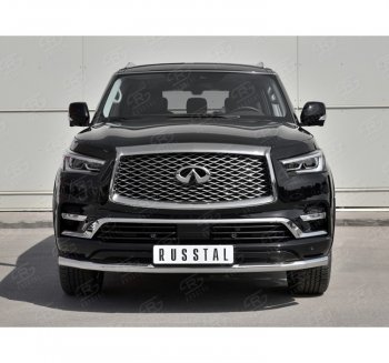 19 999 р. Защита переднего бампера (Ø63 мм, нержавейка) SLITKOFF  INFINITI QX80  Z62 (2018-2024) 2-ой рестайлинг  с доставкой в г. Йошкар-Ола. Увеличить фотографию 3