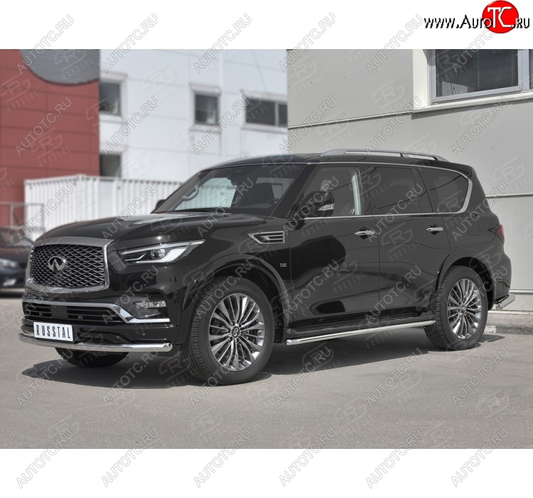 19 999 р. Защита переднего бампера (Ø63 мм, нержавейка) SLITKOFF  INFINITI QX80  Z62 (2018-2024) 2-ой рестайлинг  с доставкой в г. Йошкар-Ола