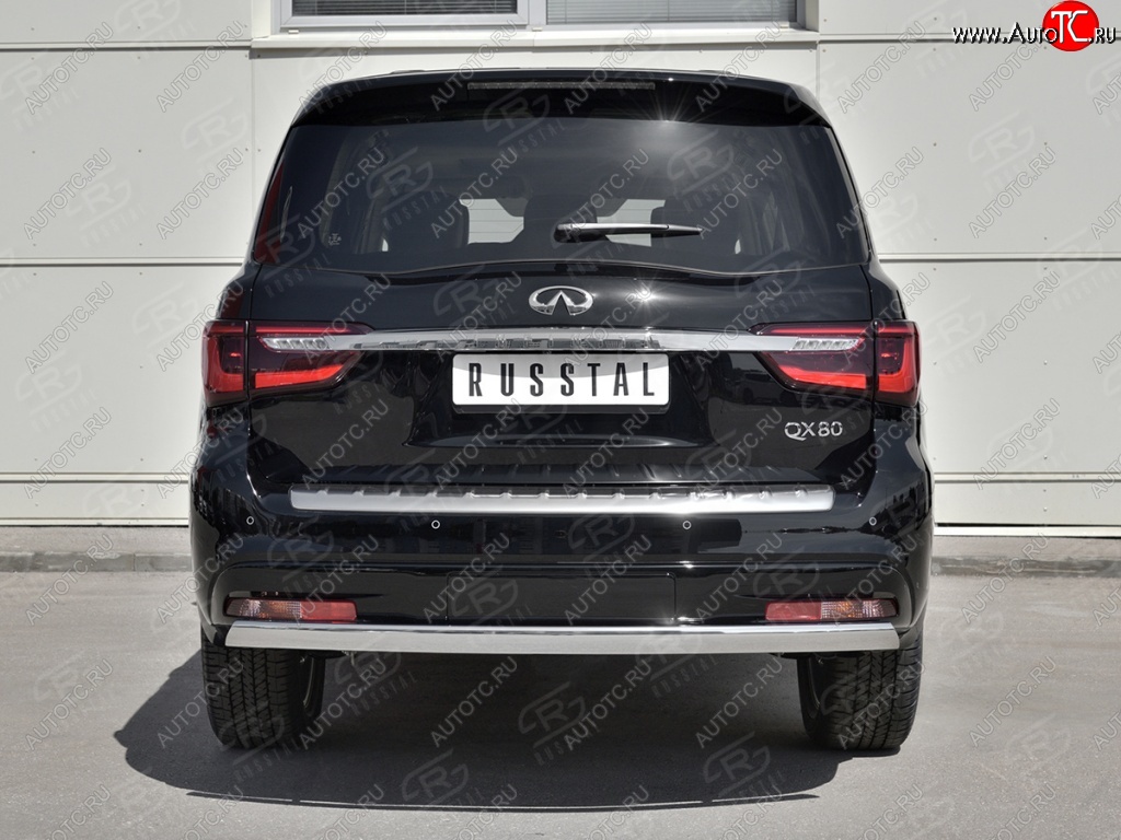 15 999 р. Защита заднего бампера (Ø75х42 мм, нержавейка) Russtal INFINITI QX80 Z62 2-ой рестайлинг (2018-2024)  с доставкой в г. Йошкар-Ола