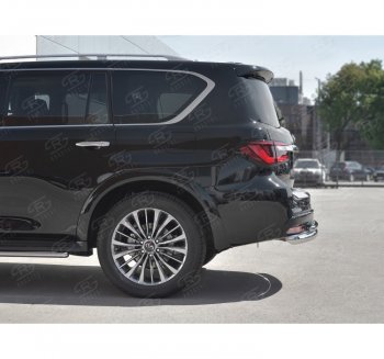 21 549 р. Защита заднего бампера (2 трубы Ø76 и 42 мм, нержавейка) SLITKOFF INFINITI QX80 Z62 2-ой рестайлинг (2018-2024)  с доставкой в г. Йошкар-Ола. Увеличить фотографию 2