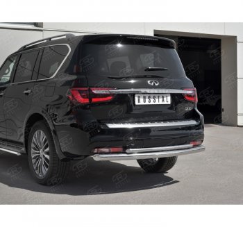 21 549 р. Защита заднего бампера (2 трубы Ø76 и 42 мм, нержавейка) SLITKOFF INFINITI QX80 Z62 2-ой рестайлинг (2018-2024)  с доставкой в г. Йошкар-Ола. Увеличить фотографию 3