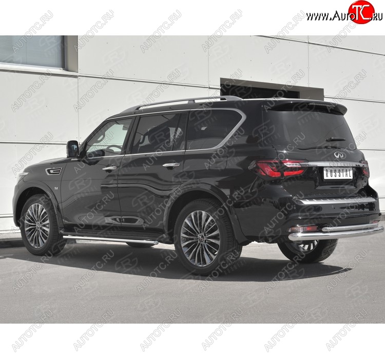 21 549 р. Защита заднего бампера (2 трубы Ø76 и 42 мм, нержавейка) SLITKOFF INFINITI QX80 Z62 2-ой рестайлинг (2018-2024)  с доставкой в г. Йошкар-Ола