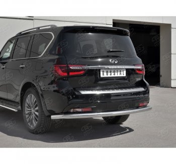 15 749 р. Защита заднего бампера (Ø76 мм, нержавейка) SLITKOFF INFINITI QX80 Z62 2-ой рестайлинг (2018-2024)  с доставкой в г. Йошкар-Ола. Увеличить фотографию 3