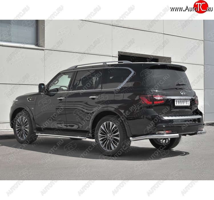 16 849 р. Защита заднего бампера (Ø76 мм уголки, нержавейка) SLITKOFF  INFINITI QX80  Z62 (2018-2024) 2-ой рестайлинг  с доставкой в г. Йошкар-Ола