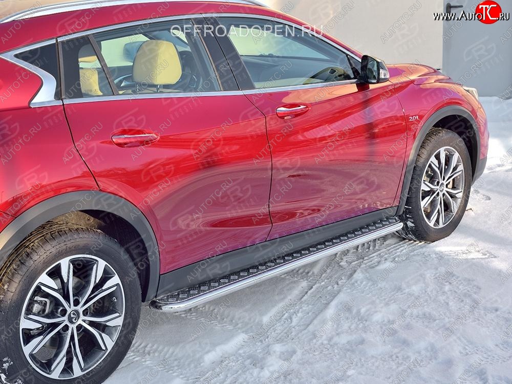 22 999 р. Порожки для ног (труба Ø42) SLITKOFF  INFINITI QX30  H15E (2016-2020) (Вариант 2 (лист алюм, проф.сталь))  с доставкой в г. Йошкар-Ола