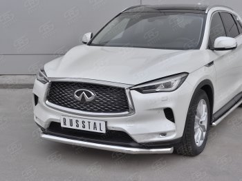 17 999 р. Защита переднего бампера (Ø42 мм волна, нержавейка)  INFINITI Qx50  J55 (2017-2022)  с доставкой в г. Йошкар-Ола. Увеличить фотографию 1