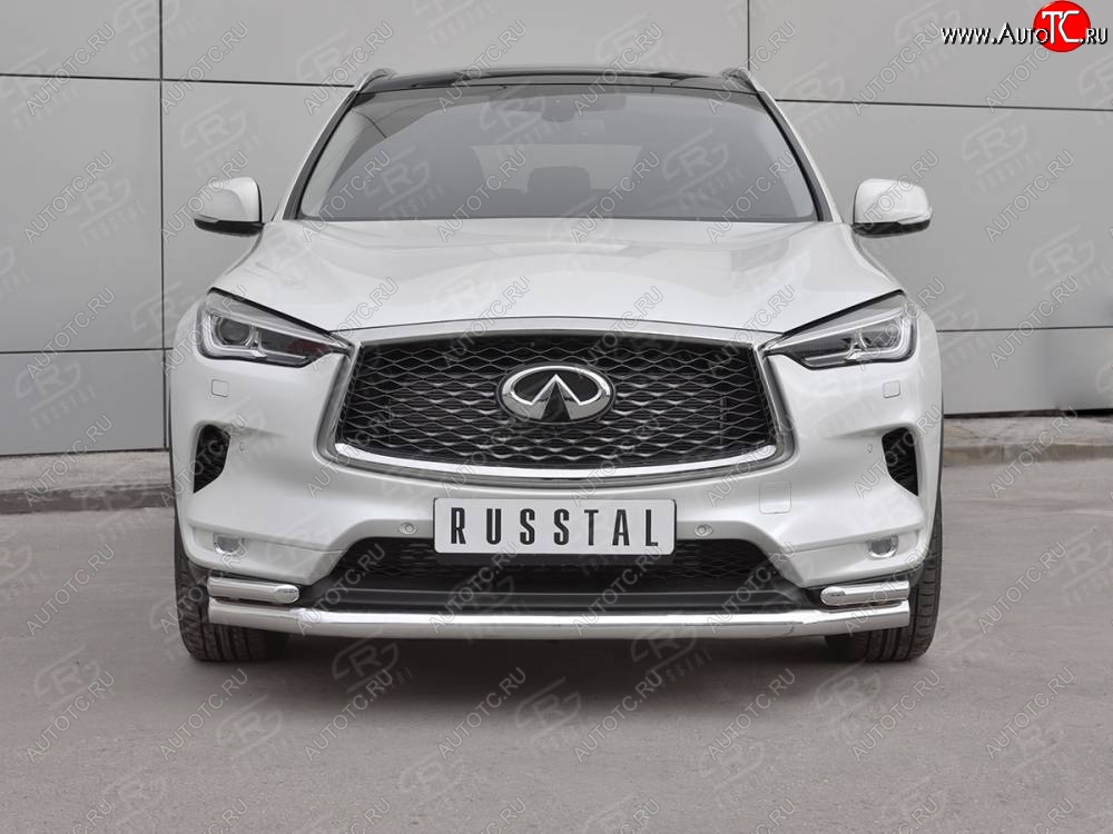 21 749 р. Защита переднего бампера (2 трубы Ø63 и 42 мм, нержавейка) SLITKOFF  INFINITI Qx50  J55 (2017-2022)  с доставкой в г. Йошкар-Ола