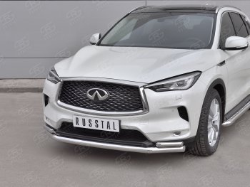 21 749 р. Защита переднего бампера (2 трубы Ø63 и 42 мм, нержавейка) SLITKOFF  INFINITI Qx50  J55 (2017-2022)  с доставкой в г. Йошкар-Ола. Увеличить фотографию 2