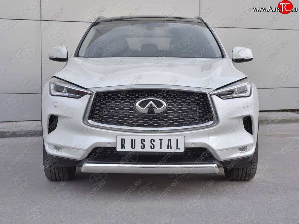 15 649 р. Защита переднего бампера (Ø75х42 дуга, нержавейка) Russtal INFINITI Qx50 J55 (2017-2022)  с доставкой в г. Йошкар-Ола