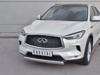 15 649 р. Защита переднего бампера (Ø75х42 дуга, нержавейка) Russtal INFINITI Qx50 J55 (2017-2022)  с доставкой в г. Йошкар-Ола. Увеличить фотографию 2