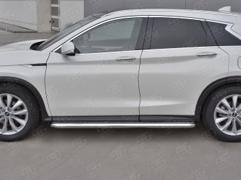 35 999 р. Порожки для ног SLITKOFF (Ø63 мм) INFINITI Qx50 J55 (2017-2022) (Лист алюминиевый, труба - нержавейка)  с доставкой в г. Йошкар-Ола. Увеличить фотографию 2