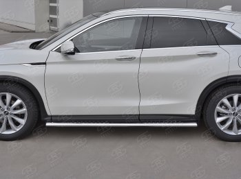 30 649 р. Защита порогов (Ø120x60 мм с проступью, нержавейка) Russtal INFINITI Qx50 J55 (2017-2022)  с доставкой в г. Йошкар-Ола. Увеличить фотографию 3