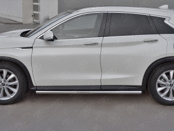 18 799 р. Защита порогов (Ø63 мм, нержавейка) SLITKOFF INFINITI Qx50 J55 (2017-2022) (С пластиковыми заглушками на торцах)  с доставкой в г. Йошкар-Ола. Увеличить фотографию 3