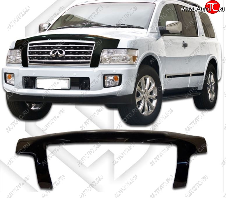 3 099 р. Дефлектор капота CA-Plastiс exclusive  INFINITI QX56  JA60 (2004-2007) дорестайлинг (Classic черный, Без надписи)  с доставкой в г. Йошкар-Ола